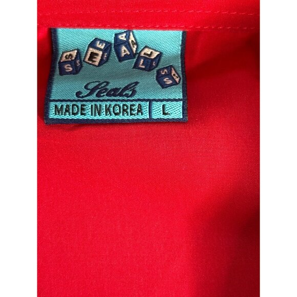 Y2K Seals Men's Red Ombre Abstract Button Front Short Sleeve Shirt L - Picture 4 of 8